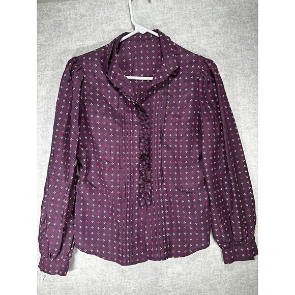 Unbranded Women’s Y2K Ruffle Blouse Button Up Purple No Tag See measurements Sm - Picture 1 of 4